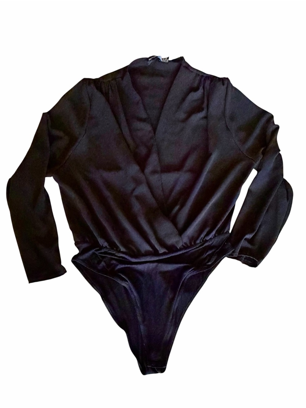 Pretty Little Thing Black Wrap Sheer Bodysuit in Size 16